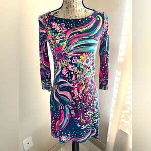 🔸Lilly Pulitzer Vibrant Floral Swirl Long Sleeve Dress